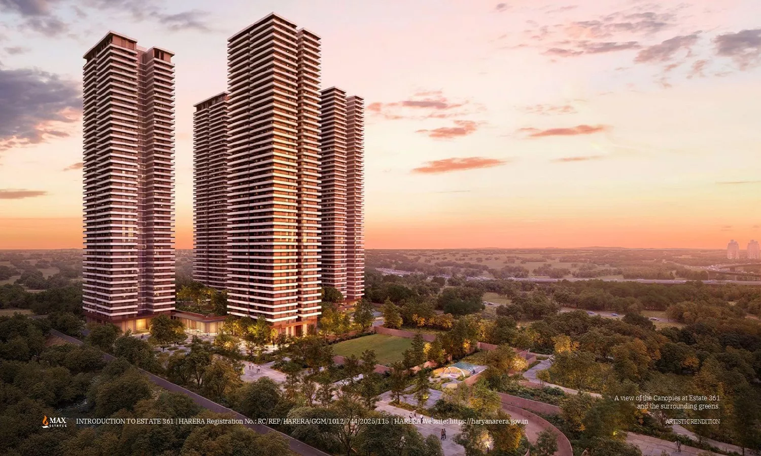 MAX Estates 361 The Terraces Sector 36A Gurgaon luxury residential towers on Dwarka Expressway with green surroundings