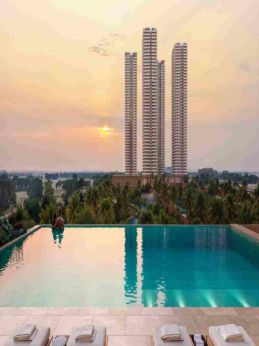 The Terraces Tower – exterior dusk view, MAX Estates 361 Gurgaon