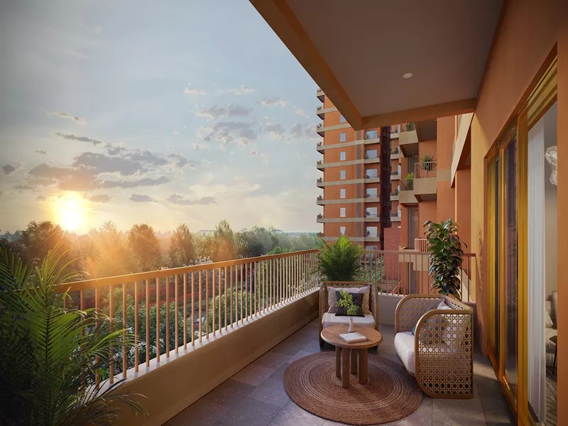 Grand entrance lobby at Max Estates Sector 59 Gurgaon premium residential project with landscaped surroundings, modern glass facade, and spacious drive.